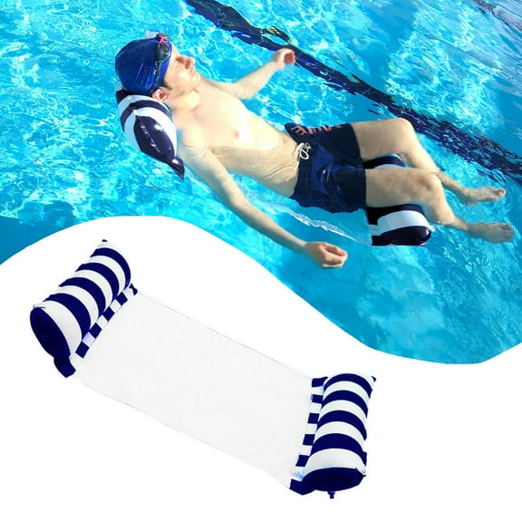 Inflatable Water Hammock, Air Mattress, Aqua Lounger & Floating Sleep Pillow for Swimming Pool or Beach – Foldable & Easy to Carry, Navy