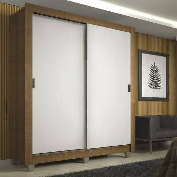 Ropero Closet Madesa Denver 2 Puertas Corredizas con Pies Marrón/Blanco
