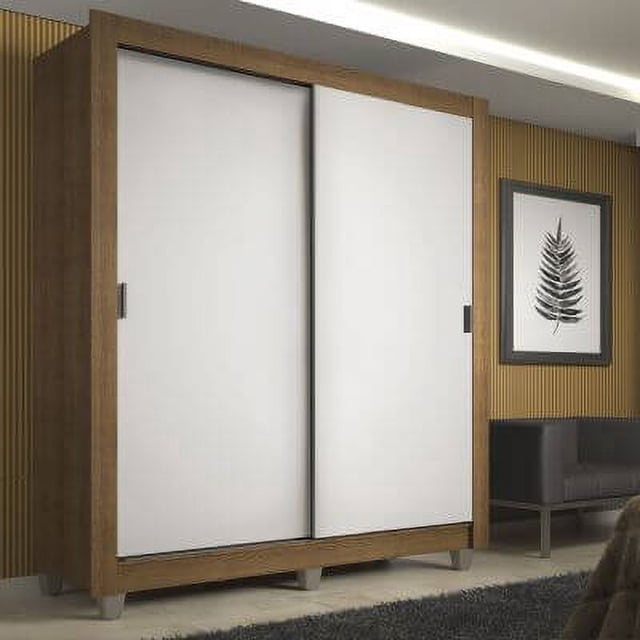 Ropero Closet Madesa Denver 2 Puertas Corredizas con Pies Marrón/Blanco
