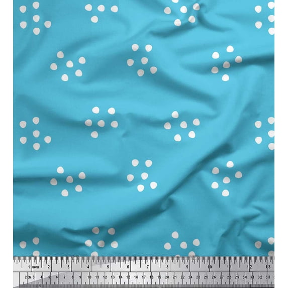 Soimoi Blue Rayon Fabric Dot Abstract Print Sewing Fabric Yard 56 Inch Wide