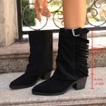 thumbnail image 5 of Mid Calf Boots For Women Chunky Heel Almond Toe Thick Sole Winter Boots Comfortable Versatile Dressy Shoes for Walking Casual Work Daily Wear, 5 of 10