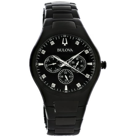 Bulova Diamond Men's Black ION Stainless Multifunction Quartz Watch 98D173