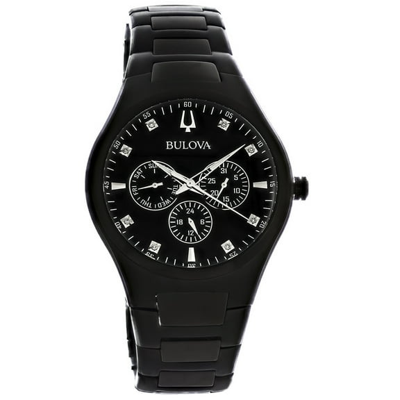 Bulova Diamond Men's Black ION Stainless Multifunction Quartz Watch 98D173