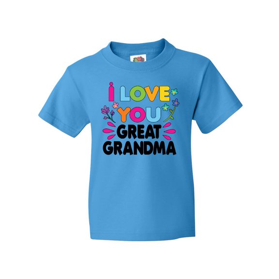 Inktastic I Love You Great Grandma with Flowers Youth T-Shirt