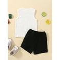 thumbnail image 4 of 2Pcs Baby Boy Summer Outfits, Sleeveless Letter Print Tank Tops + Knot Front Shorts Set 1 Months-24 Months, 4 of 9