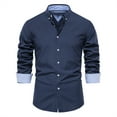 thumbnail image 1 of GigrtiJin Chemise Décontractée pour Hommes, Couleur Unie, Mode, Manches Longues, Ajustée, Extensible, Boutonnée, Formelle, 1 of 7