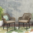 thumbnail image 5 of Outdoor Wicker Dining Chairs Set of 2, Modern Curved Design Patio Club Chairs with Sturdy Legs for Backyard,Porch,Garden Seating, 5 of 14