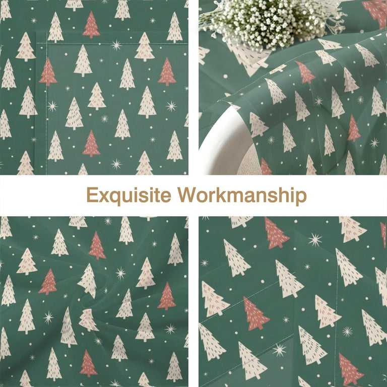 Christmas Pine Tree Star Pattern Sheer Curtains, Rod Pocket Sheer ...