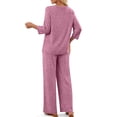 thumbnail image 3 of Fantaslook Pajamas Sets for Women Casual Two Piece Lounge Sets 3/4 Sleeve Crew Neck Top Wide Leg Pants Vacation Travel Outfits, 3 of 9