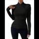 thumbnail image 1 of Camiseta de Larga con Cuello Alto Fruncido para Mujer, Camiseta y Ajustada Negro L, 1 of 10