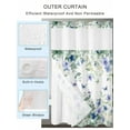 thumbnail image 2 of No Hook Cloth Fabric Shower Curtain with Snap in Liner, Leaf Butterfly Waterproof Shower Curtains Set with See Through Top Window, Watercolor Sage Green Purple Floral Bath Curtains Shower 72"x84", 2 of 6