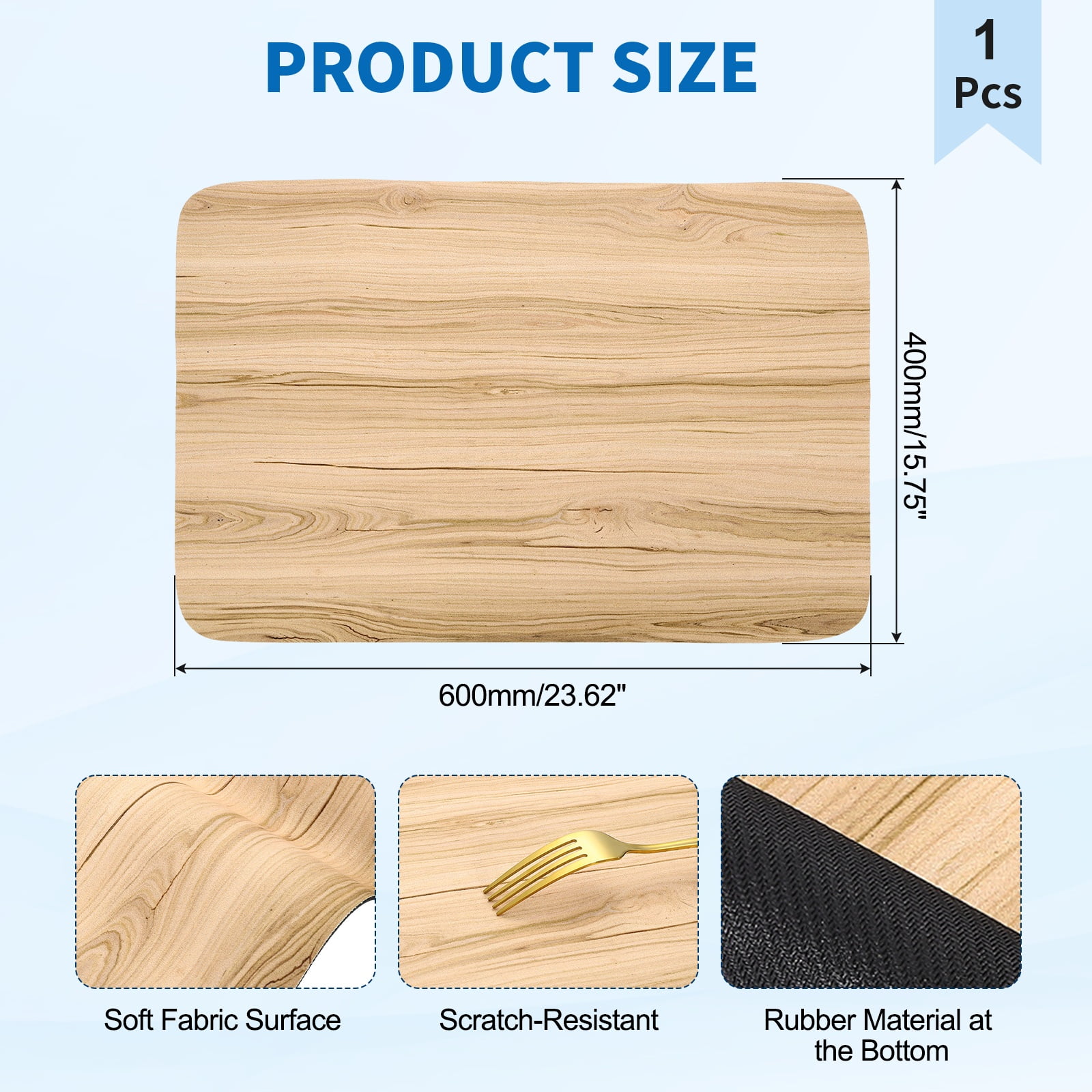 Washer and Dryer Top Protector Mat 24" x 16" - Non-Slip, Quick Drying Rubber Washing Machine Top Cover Pad for Home Kitchen Laundry Room, Wood Grain