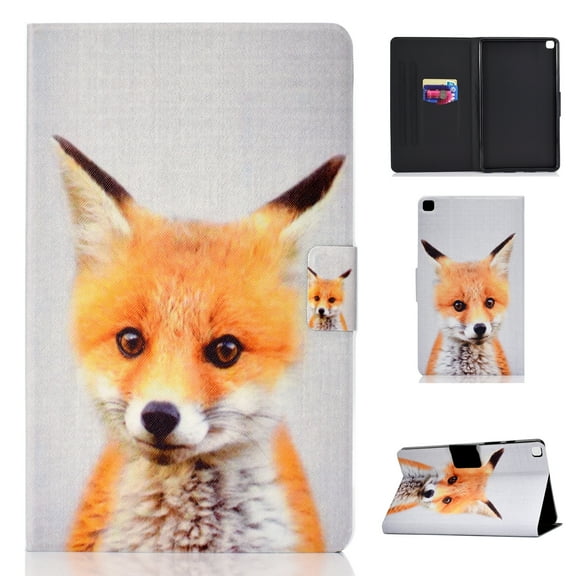 SM-T220/T225 Case and Cover, Galaxy Tab A7 Lite Case 2021 Released, Allytech Slim Painted PU Leather Shockproof Folio Stand Case with Card Slots for Samsung Galaxy Tab A7 Lite 8.4", Cute Fox