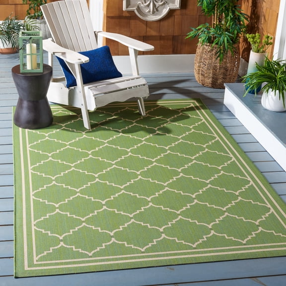 Safavieh Courtyard Amy Geometric Indoor/Outdoor Area Rug, Green/Beige, 4' x 5'7"