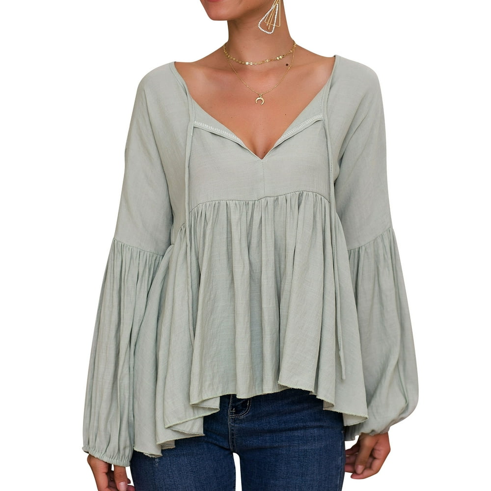v neck peplum blouse