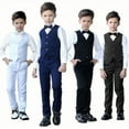 thumbnail image 4 of Boys Suit Set Formal Dress Shirt with BowTie Vest Pants Toddler Boy Tuxedo Suits, 4 of 14