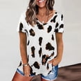 thumbnail image 2 of GDREDA Hauts d'Été pour Femmes Imprimé Léopard Raglan Manches Courtes Basique-T-Shirt Blouse Chemise Athlétique Femmes, 2 of 3