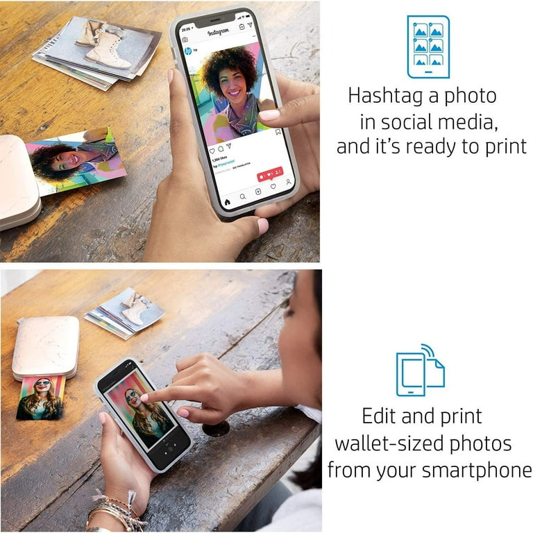 HP Sprocket Photo Printer, Print Social Media Photos on 2x3 Sticky-Backed  Paper (White) + Photo Paper (30 sheets) + Protective Case + USB Cable with  Wall Adapter + HeroFiber Gentle Cleaning Cloth