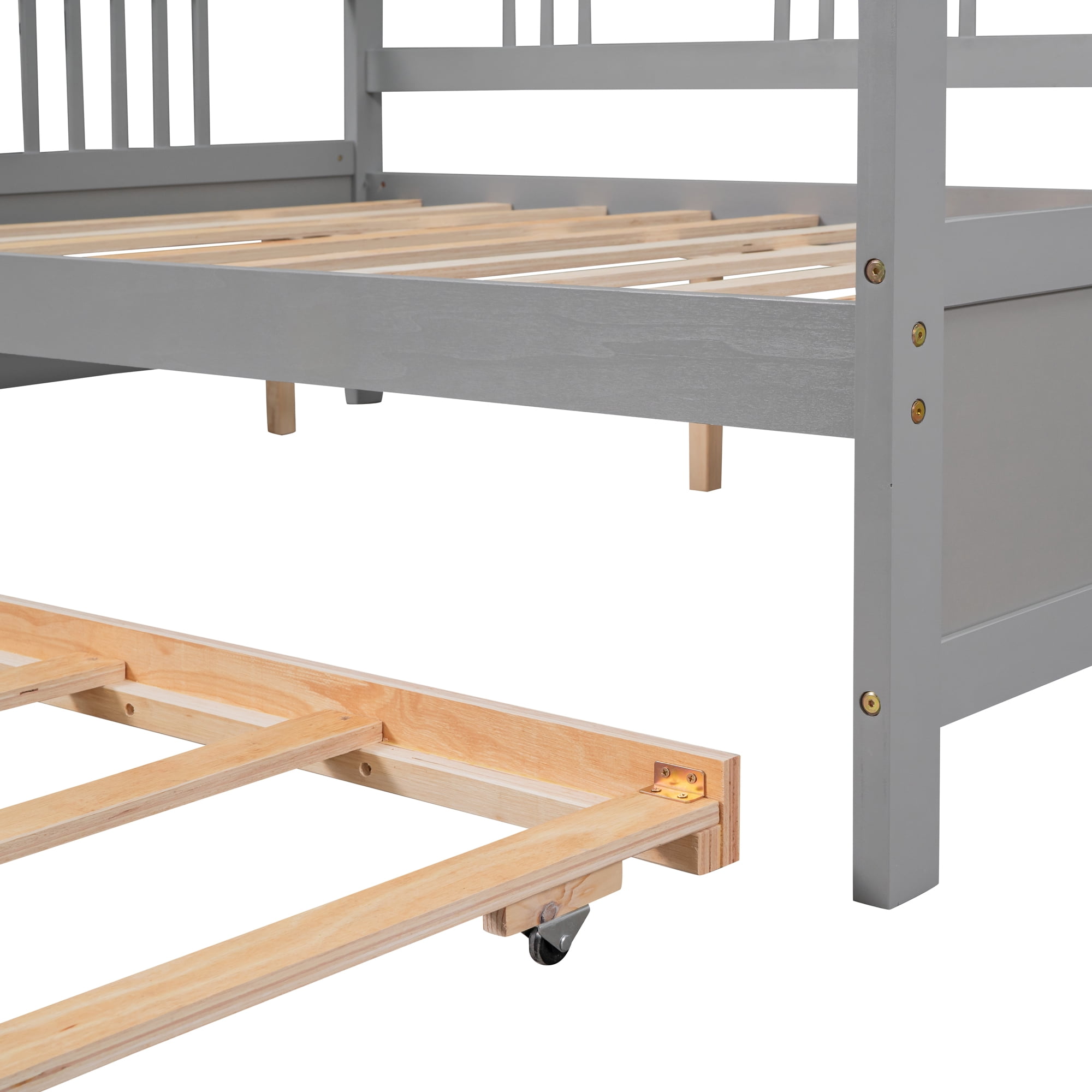 Sailvan Full Size Daybed Wood Bed with Twin Size Trundle