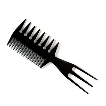 BlueZOO Three-sided Hair Comb Amber color Insert Afro Hair Pick Comb Wide Tooth Oil Slick Hair Styling (Best Way To Straighten Afro Hair)