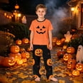 thumbnail image 2 of Family Pajamas Matching Sets - 2 piece Pumpkin Face Short Sleeve Tops+Pants Outfit Sets,Matching Halloween Pjs for Family Couples Women Men for 9 Years Pjs, 2 of 6