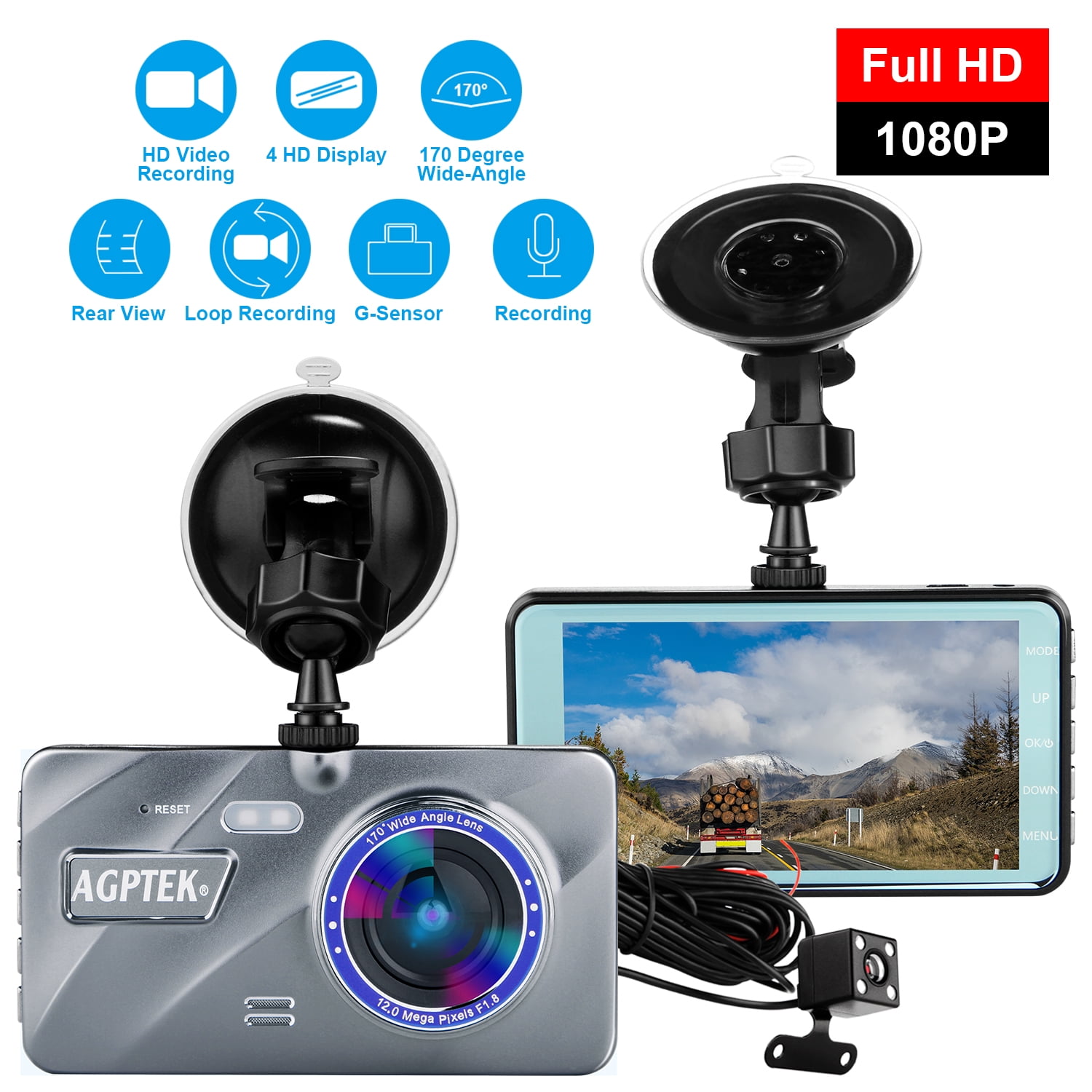 Dash Cam Lexxson 10Meter Longer Cable Dual Lens Car Camera 4.3 Full HD Car Vehicle Dashboard Camera Video Recorder For Vehicles Front and Rear DVR L2010x10m