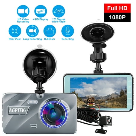 AGPtek Vehicle Video Recorder Dash Cam Night Vision Parking Monitor 1080P Car Dashboard DVR Camera G-Sensor Dash