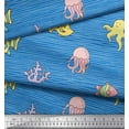 thumbnail image 3 of Soimoi Blue Heavy Satin Fabric Clown Fish & Octopus Ocean Decor Fabric Printed Yard 56 Inch Wide, 3 of 3