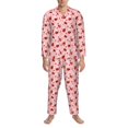 thumbnail image 3 of Disketp Flowers And Ladybugs Mens Pajama Set, Soft Warm Long Sleeve Sleepwear, Cozy Button-Down Pjs for Men-Medium, 3 of 7