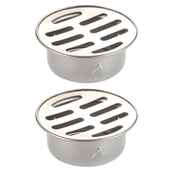 2pcs Sturdy Stainless Steel Round Floor Drain for Shower and Bathroom with Hair Catcher Brush Finish Easy Installion