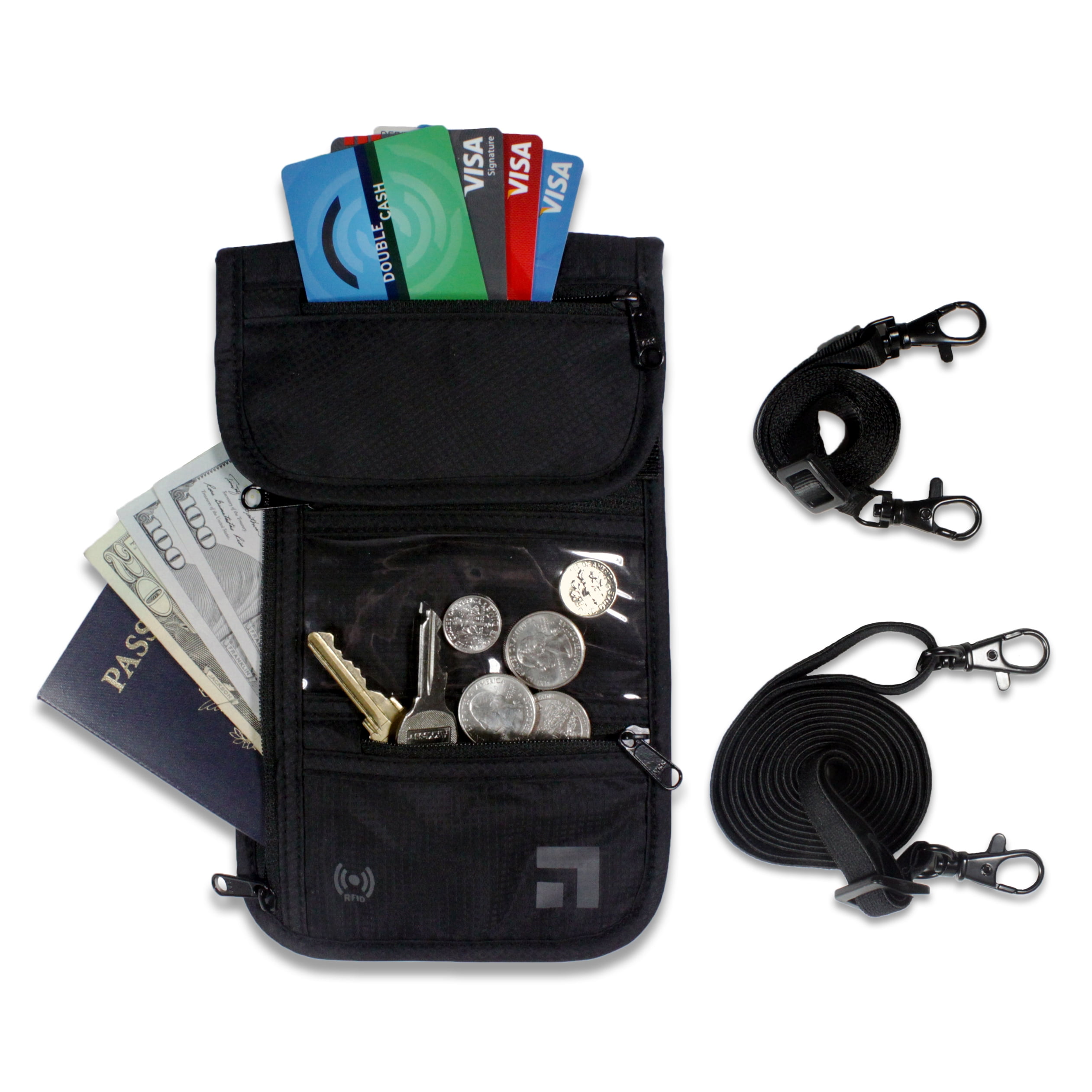 1 X RFID Travel Neck Pouch Passport Holder Premium Waterproof Neck 