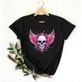 thumbnail image 3 of Women's Morbid Floral Skull Tee - Vintage Sugar Skull Graphic T-Shirt | Plus Size Loose Fit Gothic Tops for Women & Teens, 3 of 4
