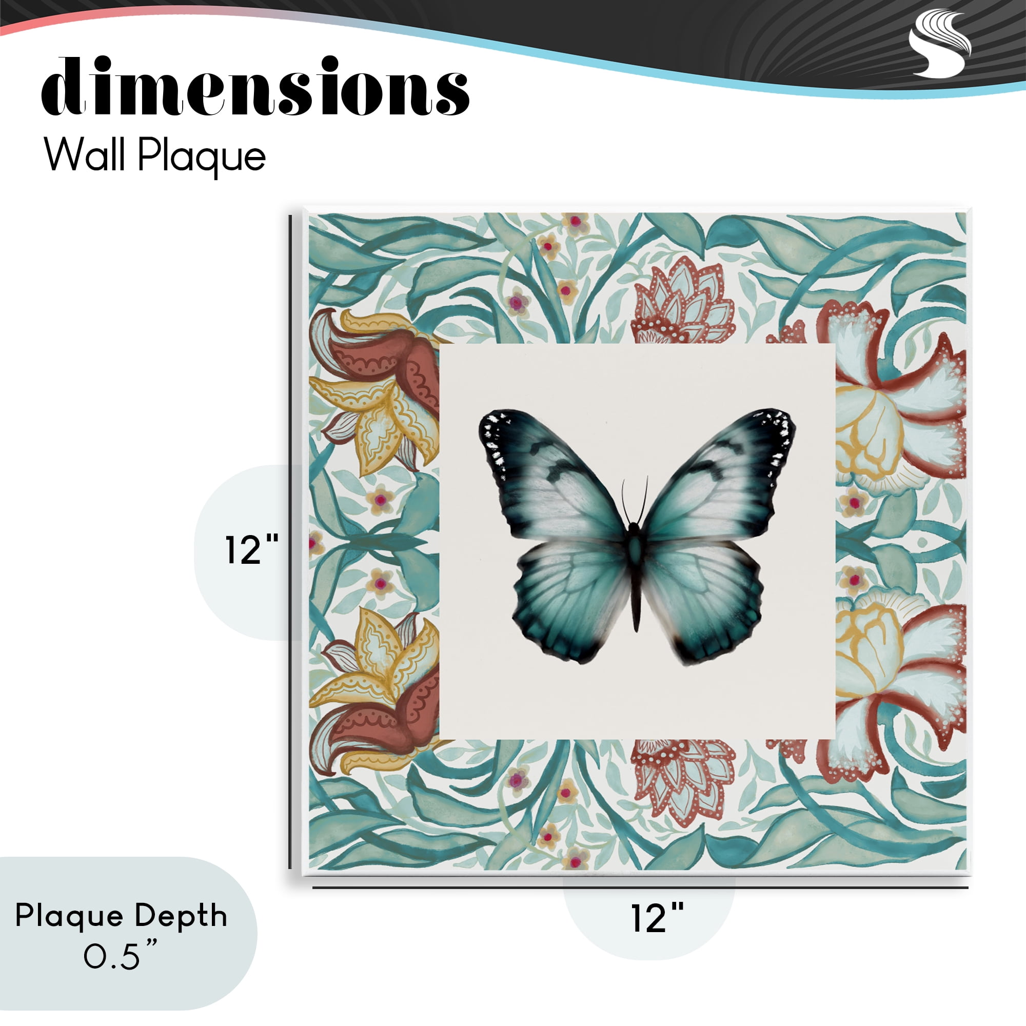 Stupell Industries Blue Toned Baroque Butterfly Wall Plaque Art, design by Elizabeth Medley