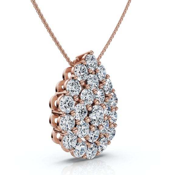 Pompeii 2Ct Diamond Pear Shape Pave Pendant 14k Gold Necklace Lab Grown (E/F,VS1-VS2)