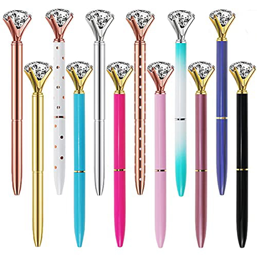 12x Diamond Pen,Sparkly Gifts for Women,Rhinestones Crystal Metal Ballpoint Pens 