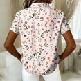 thumbnail image 5 of Women Hawaiian Beach Shirt Soft Cool Tropic Print Short Sleeve V Neck Button Down Vacation Tops Pink XL, 5 of 5