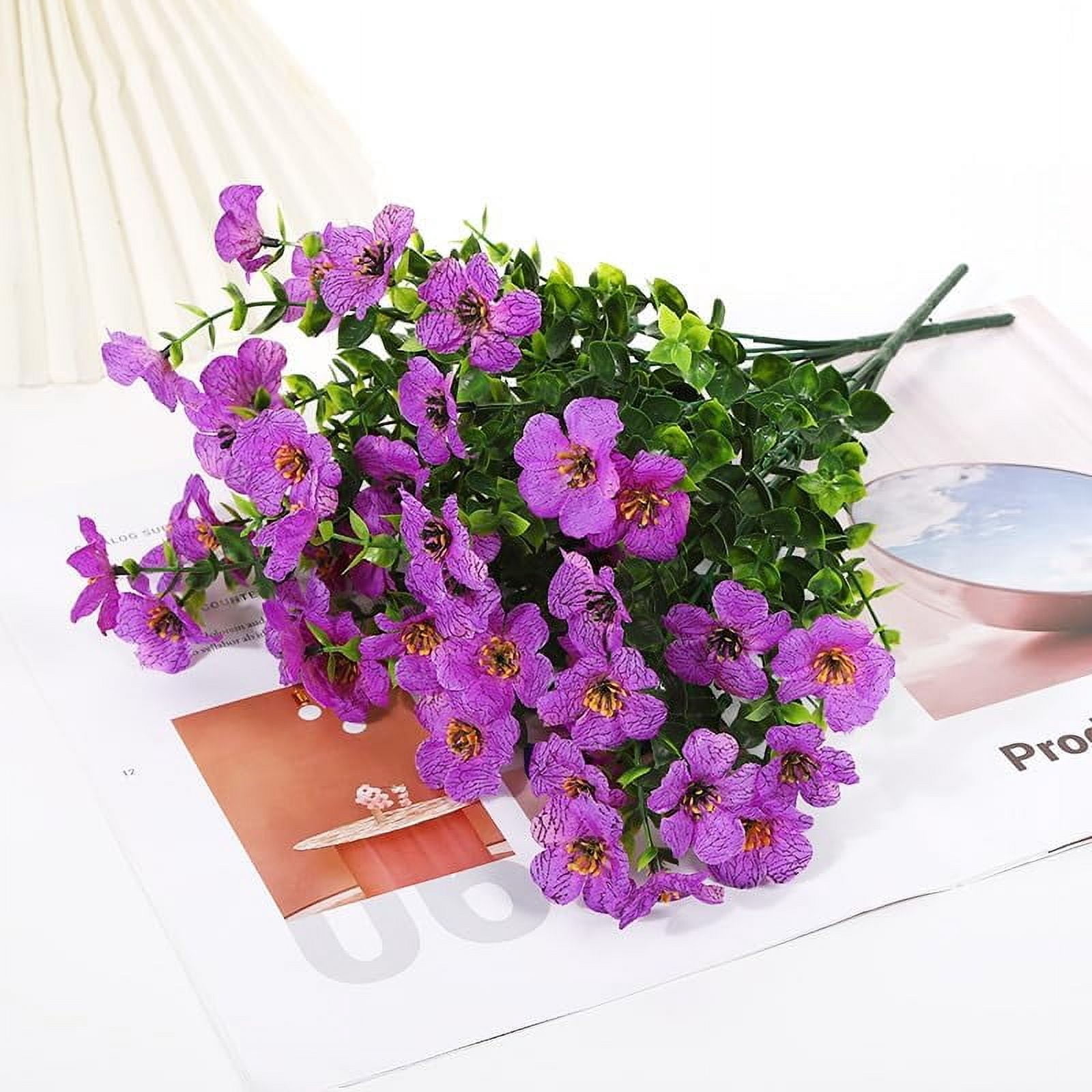 ZOELNIC 12 Bundles Artificial Flowers Fake Flowers Eucalyptus Plants UV Resistant Colorful Silk Plastic Flowers for Home Kitchen Bedroom Wedding Garden Farmhouse Window Box Party Decor