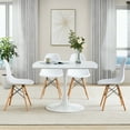 thumbnail image 6 of 31.49" White Square Dining Table for 4, Mid-Century Modern Dining Room Table with MDF Tabletop and Pedestal Base, Tulip Table for Kitchen, Living Room & Small Space, 6 of 7