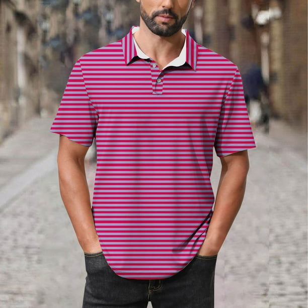 Blusa y camisa de manga corta con cuello vuelto para hombre, blusa de manga larga con solapa y botones estampados, blusa de poliéster para hombre