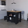 thumbnail image 4 of FM FURNITURE Theba Kitchen Island with 2 doors 3 shelves Black Engineered Wood, 4 of 7
