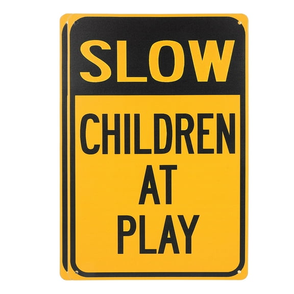 OUNONA 2Pcs Slow Down Signs Yellow Safety Signs for Neighborhoods