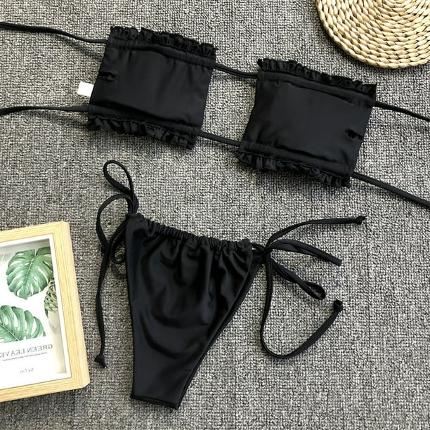 Bikinis fruncidos con cordon para mujer traje De bano Sexy Bikini extremo traje De bano ropa De playa Tangas De Mayo Maillot De bano para mujer Walmart en linea