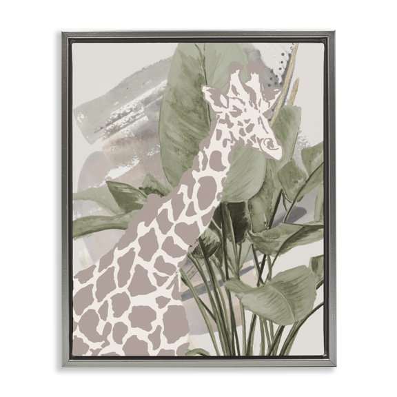 Stupell Industries Contemporary Tropical Giraffe Abstract Gray Floating Frame Canvas Art, 25 x 31, by Patricia Pinto