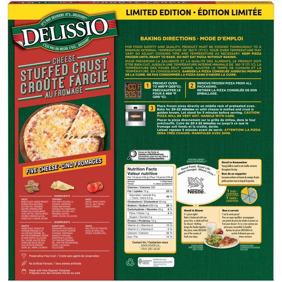 DELISSIO® Cheese Stuffed Crust Five Cheese Pizza 632g