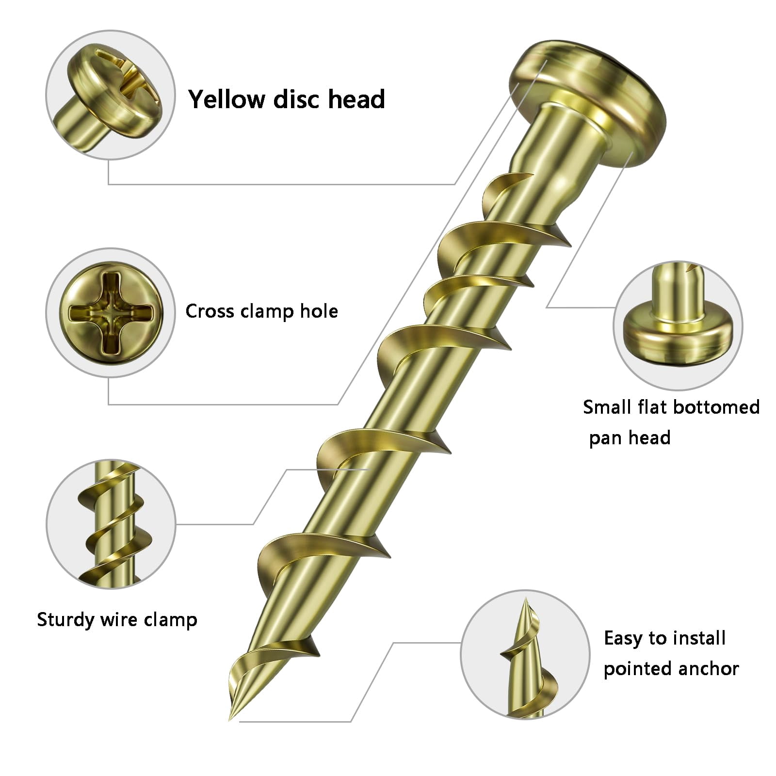 (100 pcs) Pan Head Drywall Anchors 1-1/4" White Anti Rust Coating, Bolt Anchor, Duty Hollow Wall Anchors