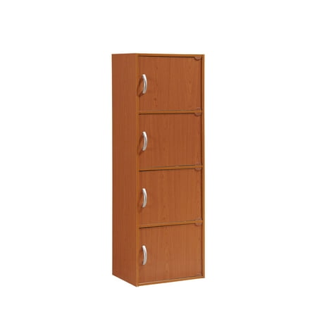 Hodedah 4-Shelf 4-Door Bookcase in Cherry