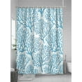 thumbnail image 5 of Coastal Nautical Shower Curtain, Watercolor Coral Pattern Bathroom Decor Curtains Set with Hooks, Aqua Blue Waterproof Fabric Home Accessories， 72X 96 Inch Extra Long, 5 of 6