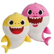 Baby Shark Baby Mommy Set of 2 Plush Ultra-soft and Squishy Premium Stuffed Plush Animal Toy Pal Buddy Great Gift for Kids - Ages 3+ & CUSTOM Storage Carrier