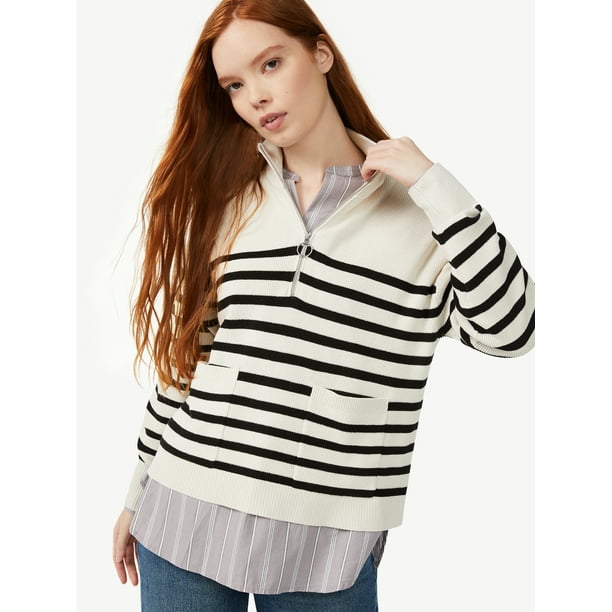 Free Assembly Women's Boxy Half-Zip Sweater