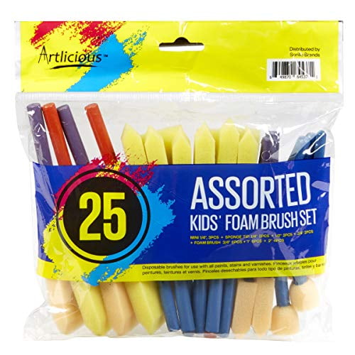 Artlicious Foam Paint Brush Value Pack (Variety 25 Pack)